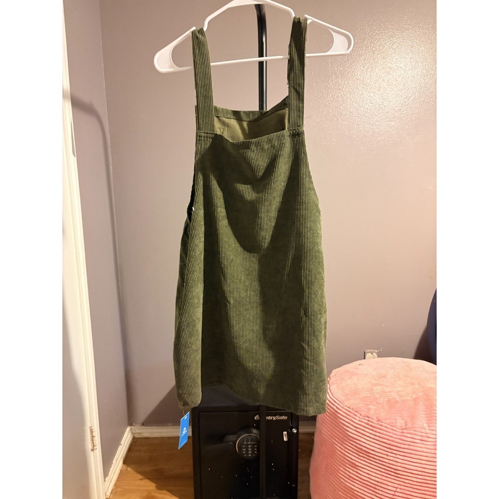Cupshe Overall Dress - Khaki, Corduroy with Pocket on Bib, sz S - NWT - Picture 3 of 4